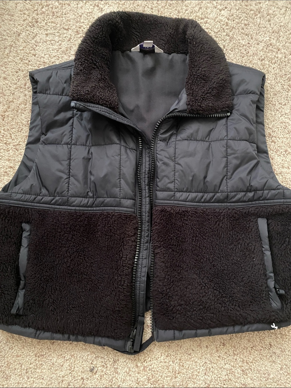 JoyLab Black Quilted and Sherpa Vest